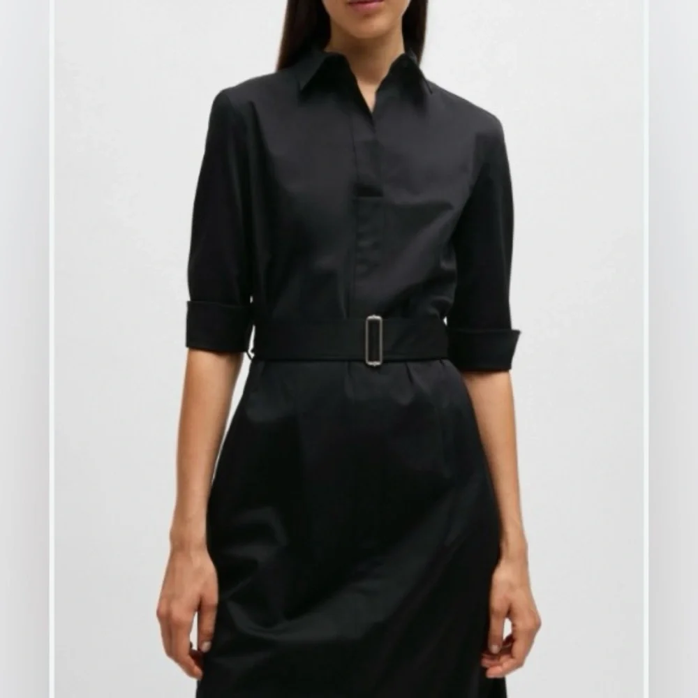 Hugo Boss | Black Long-Sleeve Belted Dress Size 4 - Picture 1 of 7